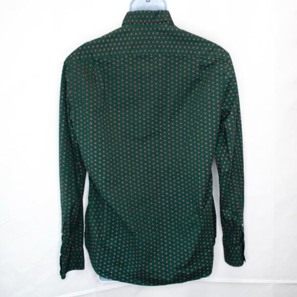 J Crew Mercantile Flex Button Up Shirt Mens M Green Floral Long Sleeve Slim L04X - Picture 3 of 5